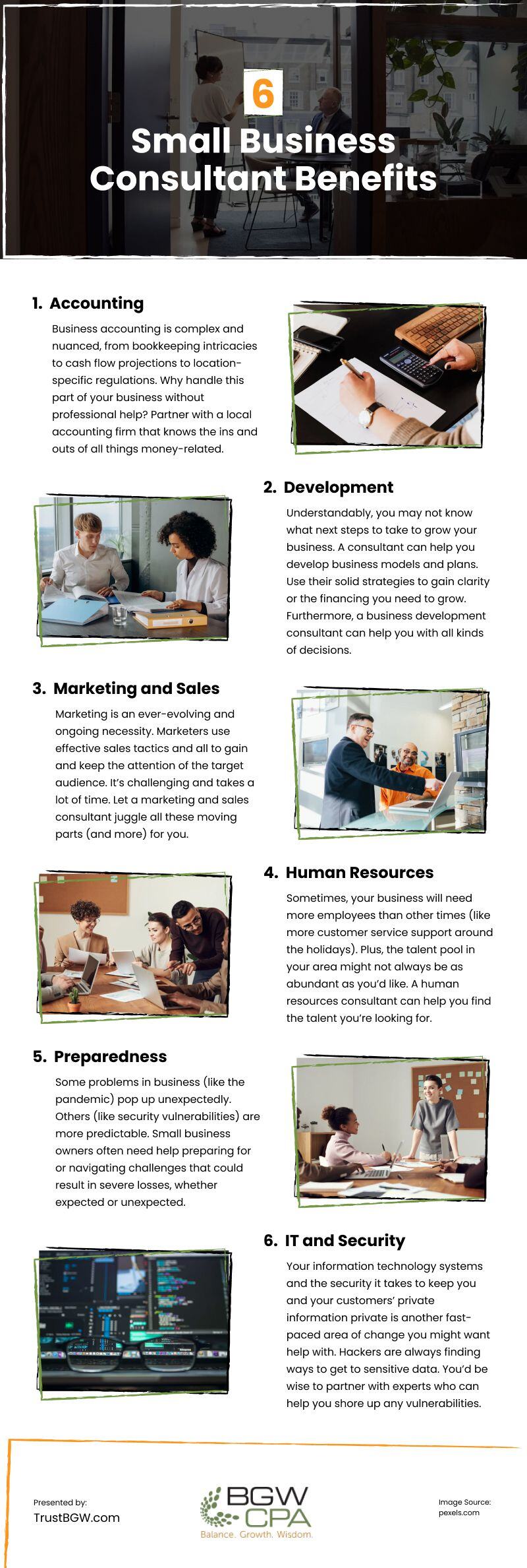 6 Small Business Consultant Benefits Infographic